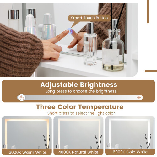 Casart Dressing Tables Stools Set 100 x 45 cm Table & Stool W/ LED Mirror 2