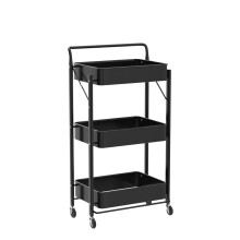 3 Tier Foldable Metal Rolling Organizer Cart