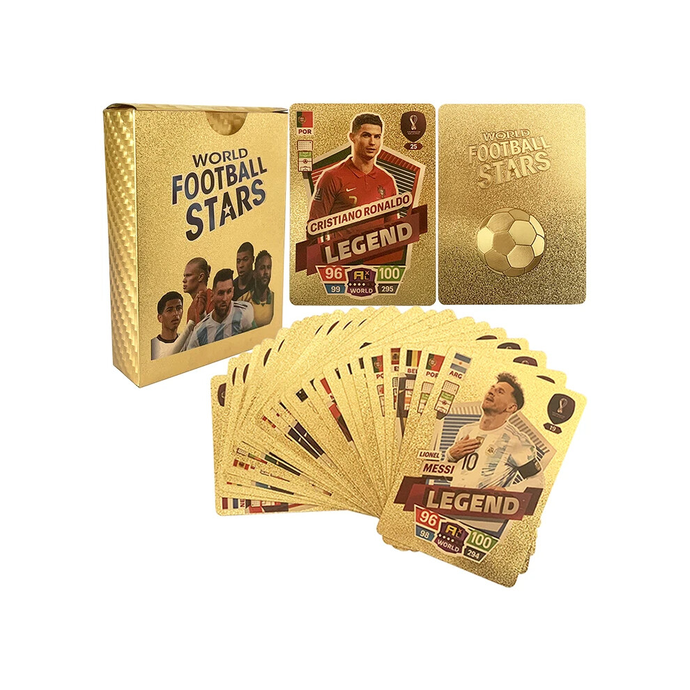 (55pcs Gold Football Cards) World Cup Football Card Basketball Super Stars Cards 55PCS Collection League Cards Toy Kids Gift