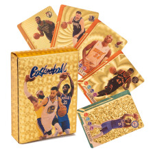 (55pcs Gold Basketball Cards) World Cup Football Card Basketball Super Stars Cards 55PCS Collection League Cards Toy Kids Gift