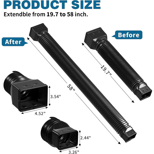Rain Gutter Downspout Extension Flexible Down Spout Extender, Gutter Connector Rainwater Drainage Pipe 2