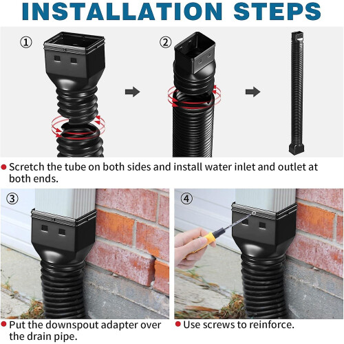 Rain Gutter Downspout Extension Flexible Down Spout Extender, Gutter Connector Rainwater Drainage Pipe 1