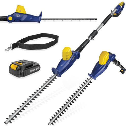 Skotek Cordless Hedge Trimmer 18V Li-Ion Long Reach Telescopic Garden Hedge Cutter, Battery & Charger Included