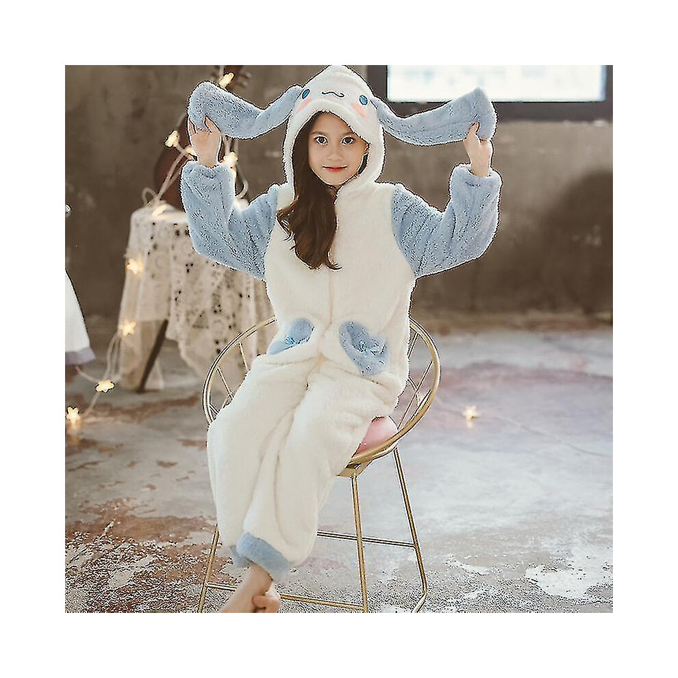 (130cm) Sanrioed Plush Anime Cinnamoroll Winter Flannel Kids Rompers Girl Boy Toddler Jumpsuit Infant Clothes Pyjamas Kids Overalls Gift