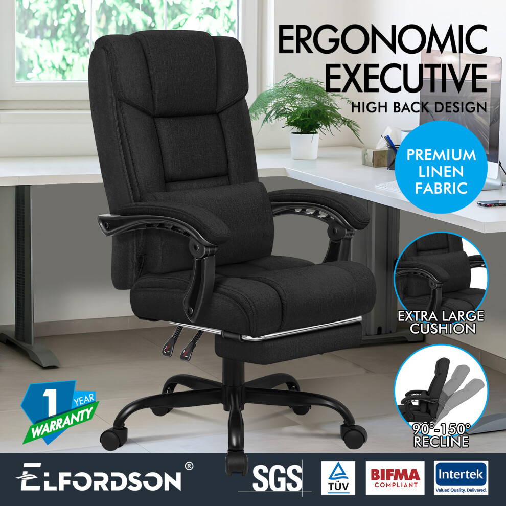 (Boss - Fabric Black) ELFORDSON Office Chair Executive Computer Gaming Recline