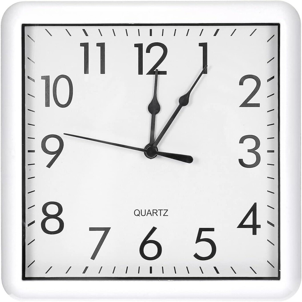 9x9 Inch Wall Clock, Quartz Battery Operated Silent Non-ticking Square Wall Clocks, White