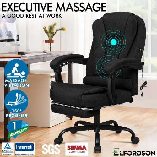 ELFORDSON (Fabric Black) ELFORDSON Massage Office Executive Chair 2