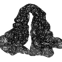 Women's Fashion Daily Life Music Note Printed Long Chiffon Scarf Sun-proof Shawls Wrap