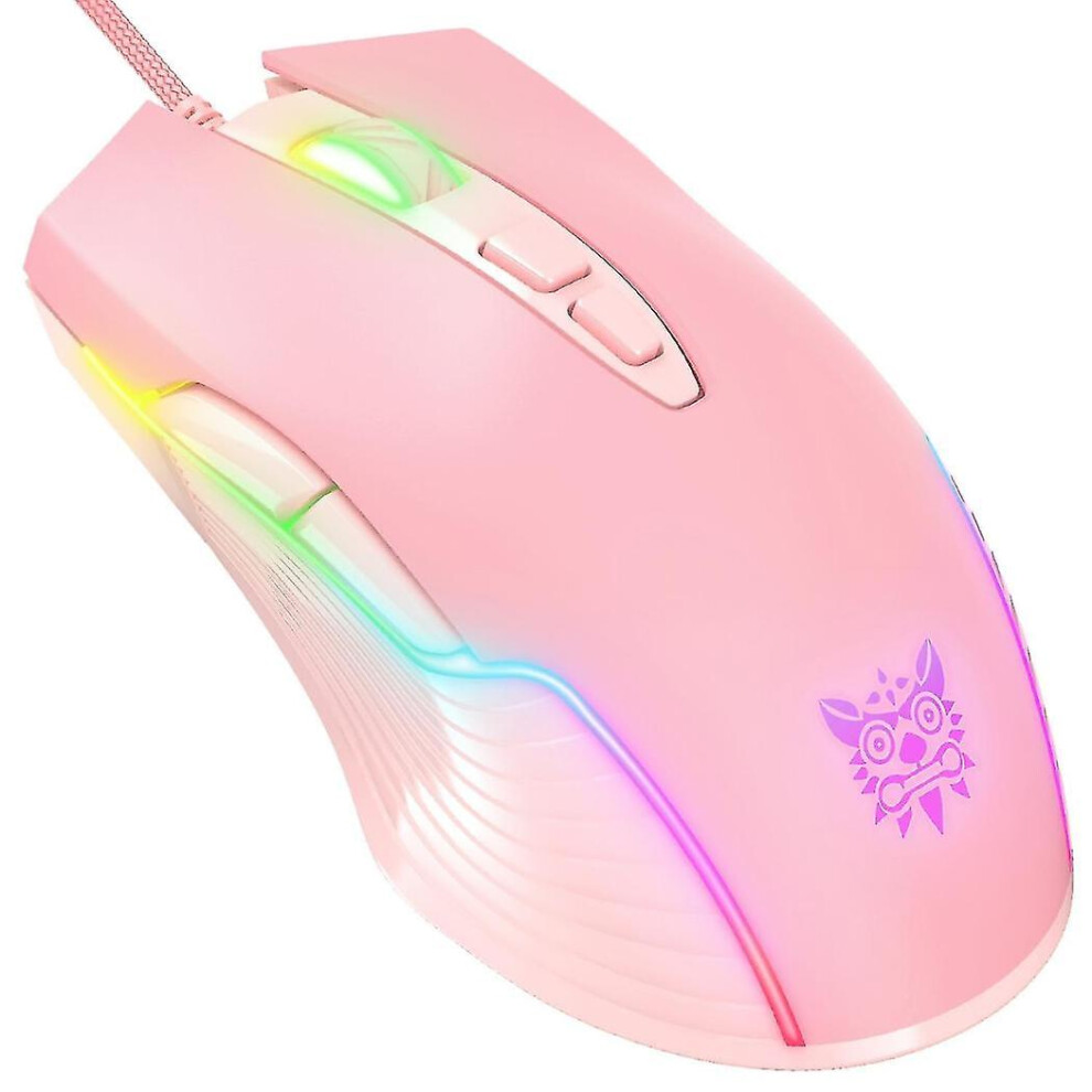 Onikuma Cw905 Wired Mouse 6400 Dpi Usb Gaming Mouse 7-Button Pink 8238749220508