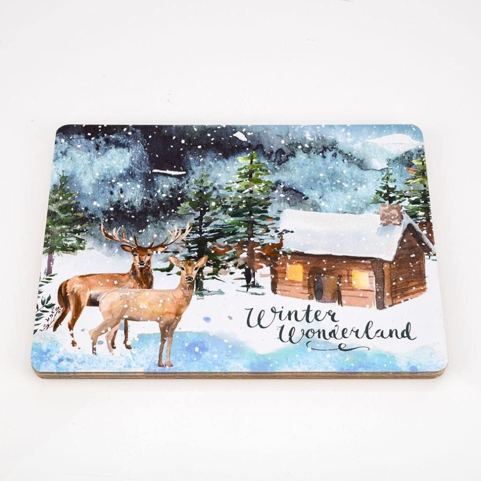 Set of 4 Placemats - Winter Wonderland Reindeers