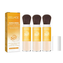 Mineral Sunscreen Setting Powder, Powder Sunscreen for Face, SPF 50 PA++ Setting Powder, Concealer Long Lasting Oil Control Sun Protection Brush Face