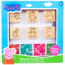 Peppa Pig Wooden Stamper Set for Kids with Stamps Ink Pads & Sheets