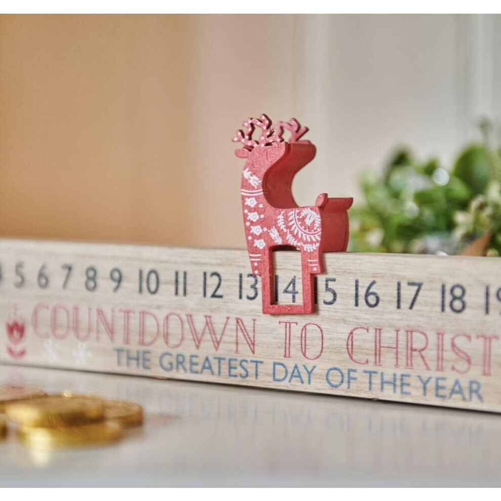 Countdown To Christmas Plaque with Red Reindeer Marker