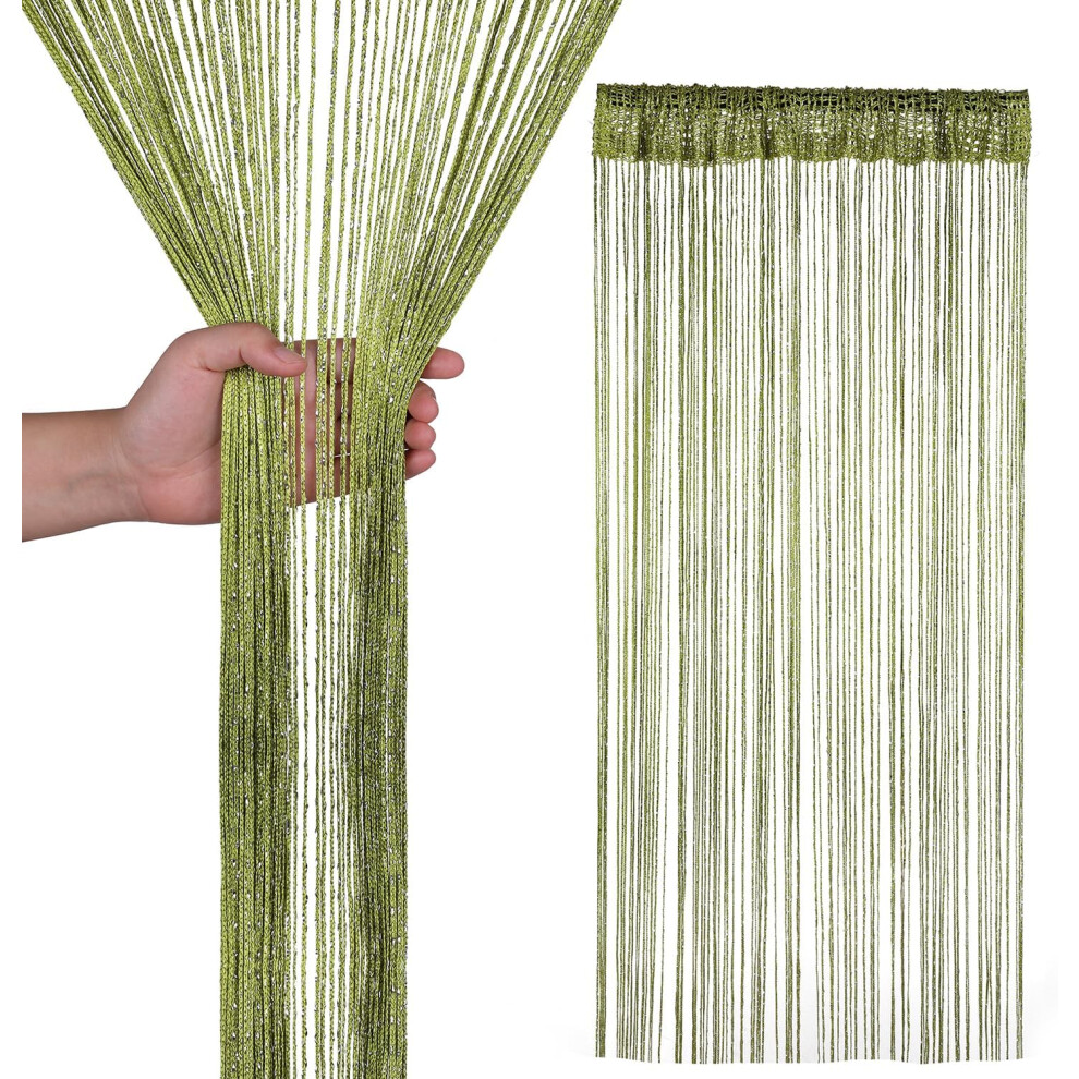 (Green, 200cm x 90cm) Glitter String Curtains Fly Screen Room Divider Fringe Panel Spaghetti Tassel Curtain Sparkle for Doorway, Windows, Home Decor,-image-OPC-PDP8NYJ-NEW