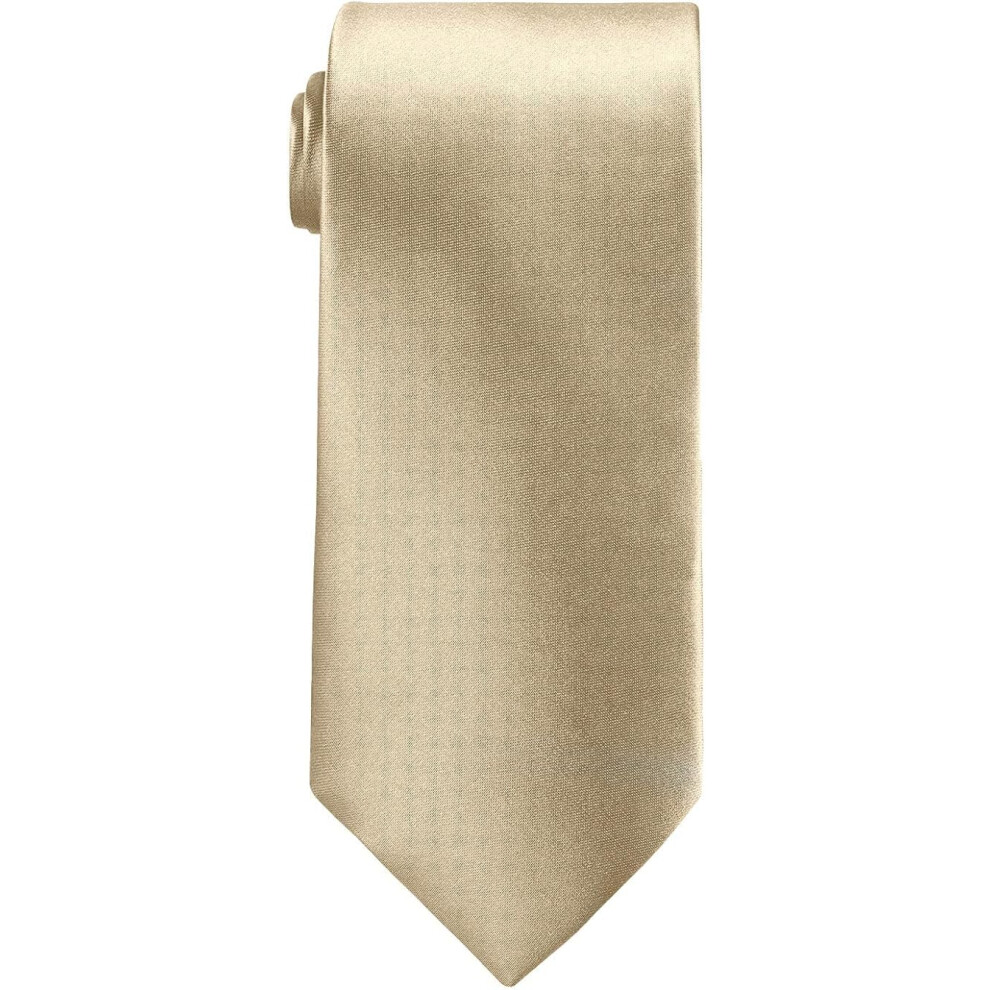 (Beige) Satin Polyester Necktie, Soft & Shiny Neck Tie Unisex Cravats Plain Tie for Suit, Wedding, Prom, Parties, Formal Occasions, Celebration