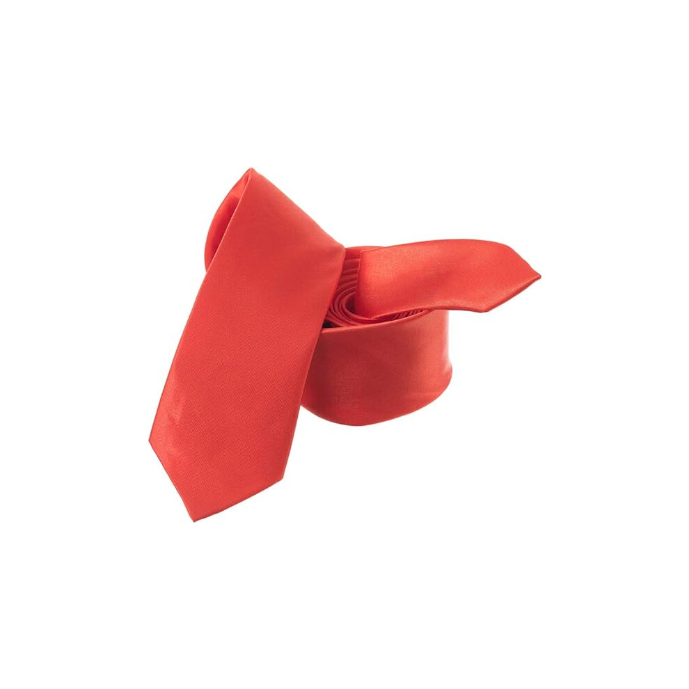 (Red) Satin Polyester Necktie, Soft & Shiny Neck Tie Unisex Cravats Plain Tie for Suit, Wedding, Prom, Parties, Formal Occasions, Celebration