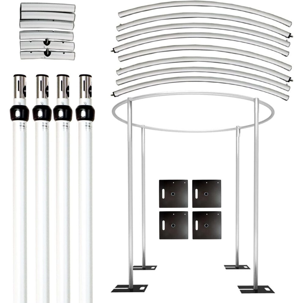 (Round Backdrop Stand Kit) Pipe and Drape 6ft - 10ft Background Support System Upright & Crossbar Backdrop Stand Kit Heavy Duty Portable Photography Backdrop Stand, Crossbar Box
