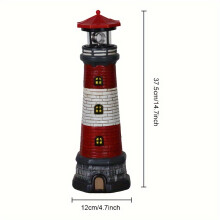 (Red) Solar Lighthouse, Outdoor Garden Decoration, Yard Landscape Light, Garden Statue Ornament, Lawn Light, Crafts Decoration, Rotating LED Light Cup