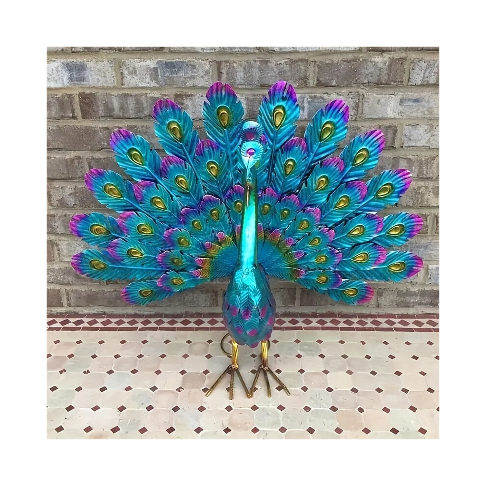 (1pc) Beautiful Metal Peacock Statue for Outdoor Garden Decor - 3D Yard Art for Porch, Patio, and Lawn Ornaments