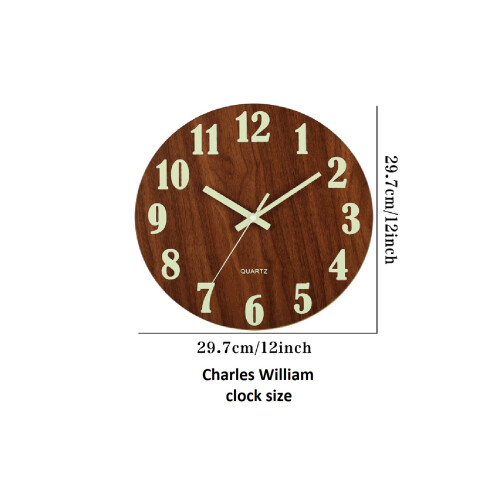 (Style 1) Brown Clock Silent Movement and Luminous Markers 2