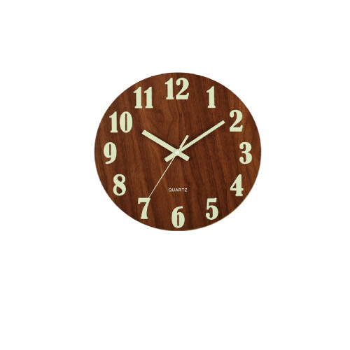 (Style 1) Brown Clock Silent Movement and Luminous Markers