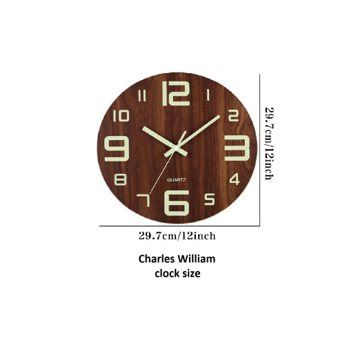 (Style 2) Brown Clock Silent Movement and Luminous Markers 2