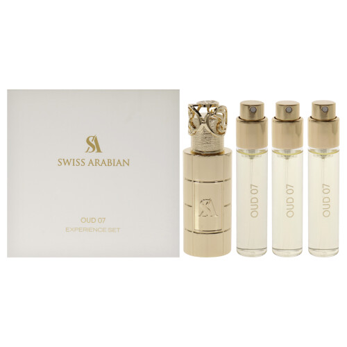 Oud 07 by Swiss Arabian for Unisex - 4 Pc Mini Gift Set 3 x 1oz Perfume Spray  Metal Case