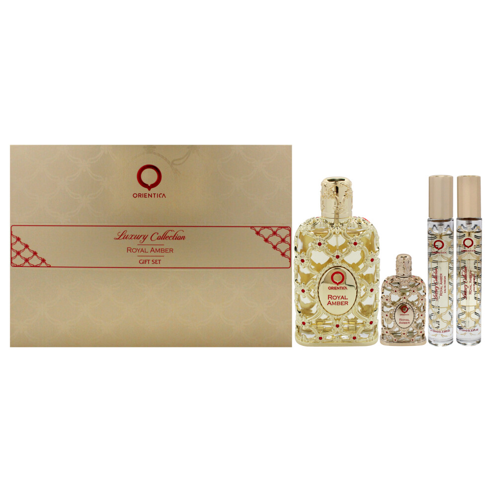 Orientica Amber Royal By For Women - 4 Pc Gift Set 2.7Oz Edp Spray, 2 X 10Ml Edp Spray, 7.5Ml Edp Spray