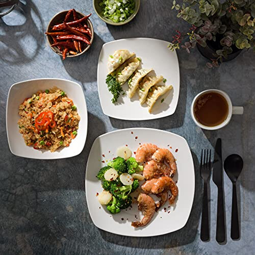Gibson 92576.16 Zen Buffetware Square Dinnerware Set - 16 Piece 2
