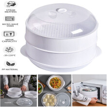 Microwave Vegetable Steamer 2 Tier Cooker Healthy Cook Pasta Fish Rice