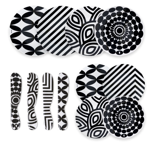 French Bull 12-Piece Dinnerware Set Black & White