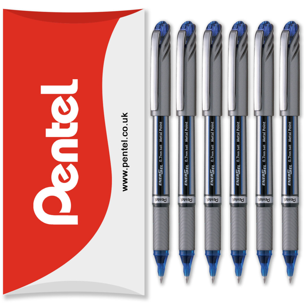 (Blue) Pentel Energel BL27 Liquid Gel Ink Rollerball Pen - 0.7mm - Pack of 6 in Pillow Packaging