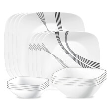corelle Urban Arc 16pc, Service for 4, Dinnerware Set, 8 plates 8 bowls, chip & Break Resistant, Dinner Plates and Dinner Bowls, corelleware Plates