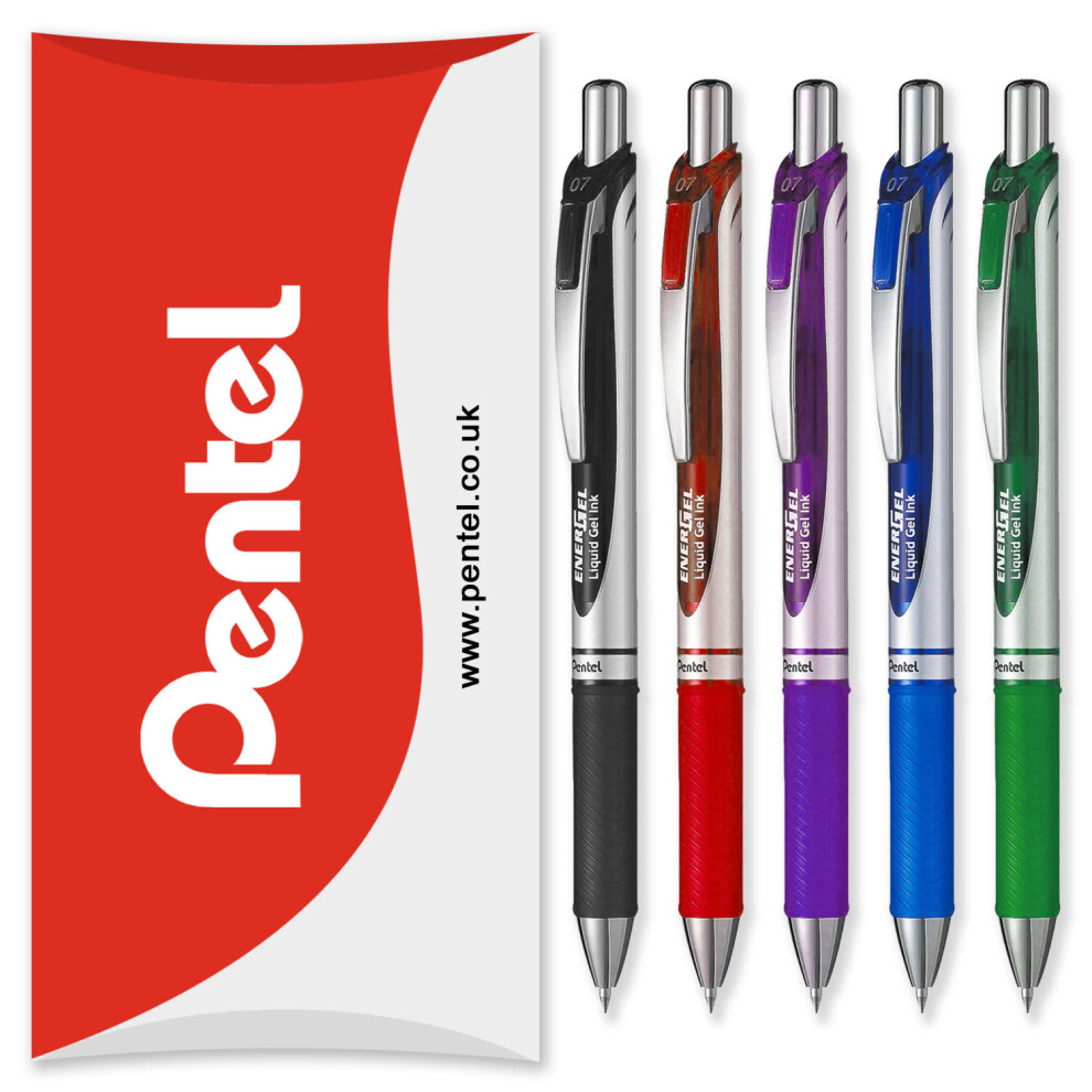 (Teacher's Set) Pentel Energel BL77 Retractable Gel Ink Rollerball Pen - 0.7mm - Pack of 5 in Pillow Packaging