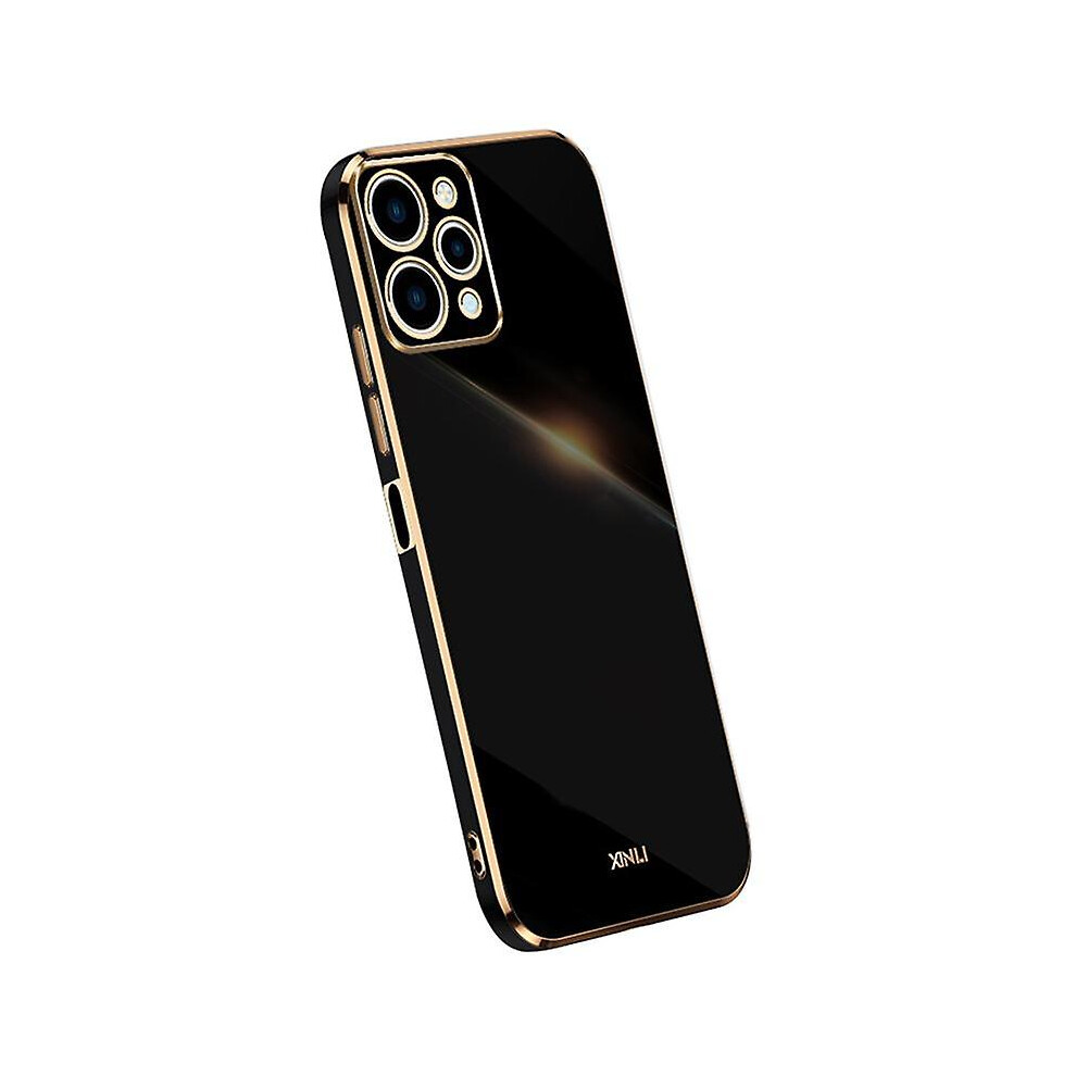 (Black) Xinli For Xiaomi Redmi 12 4G Electroplating Edge Phone Cover Soft Tpu Protective Phone Case Black 9430790752468