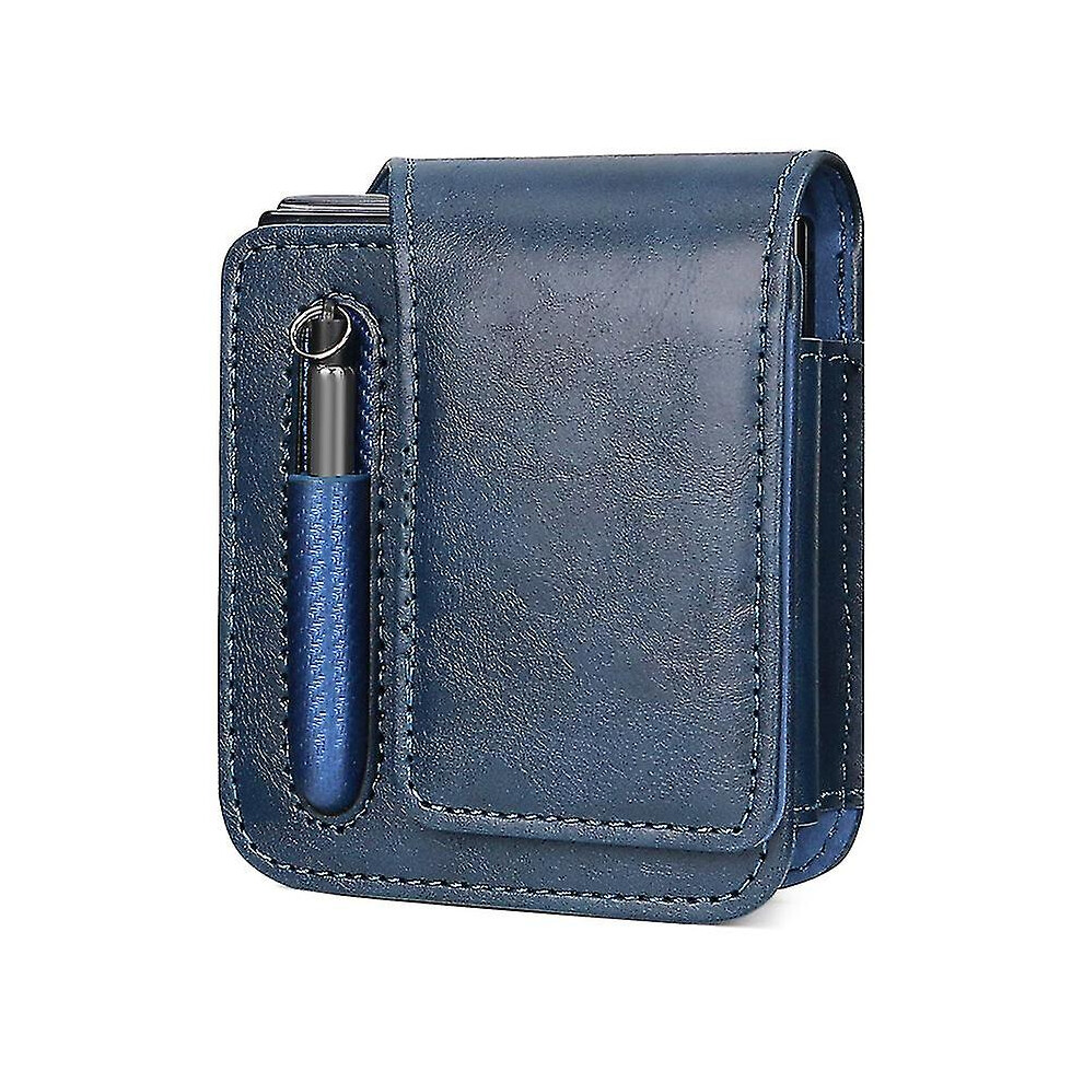 (Blue) Flip Cell Phone Holster Belt Clip Case For Samsung Galaxy Z Flip 5/Z Flip 4/Z Flip 3/Motorola Razr Leather Belt Loop Pouch Blue 8238749229082