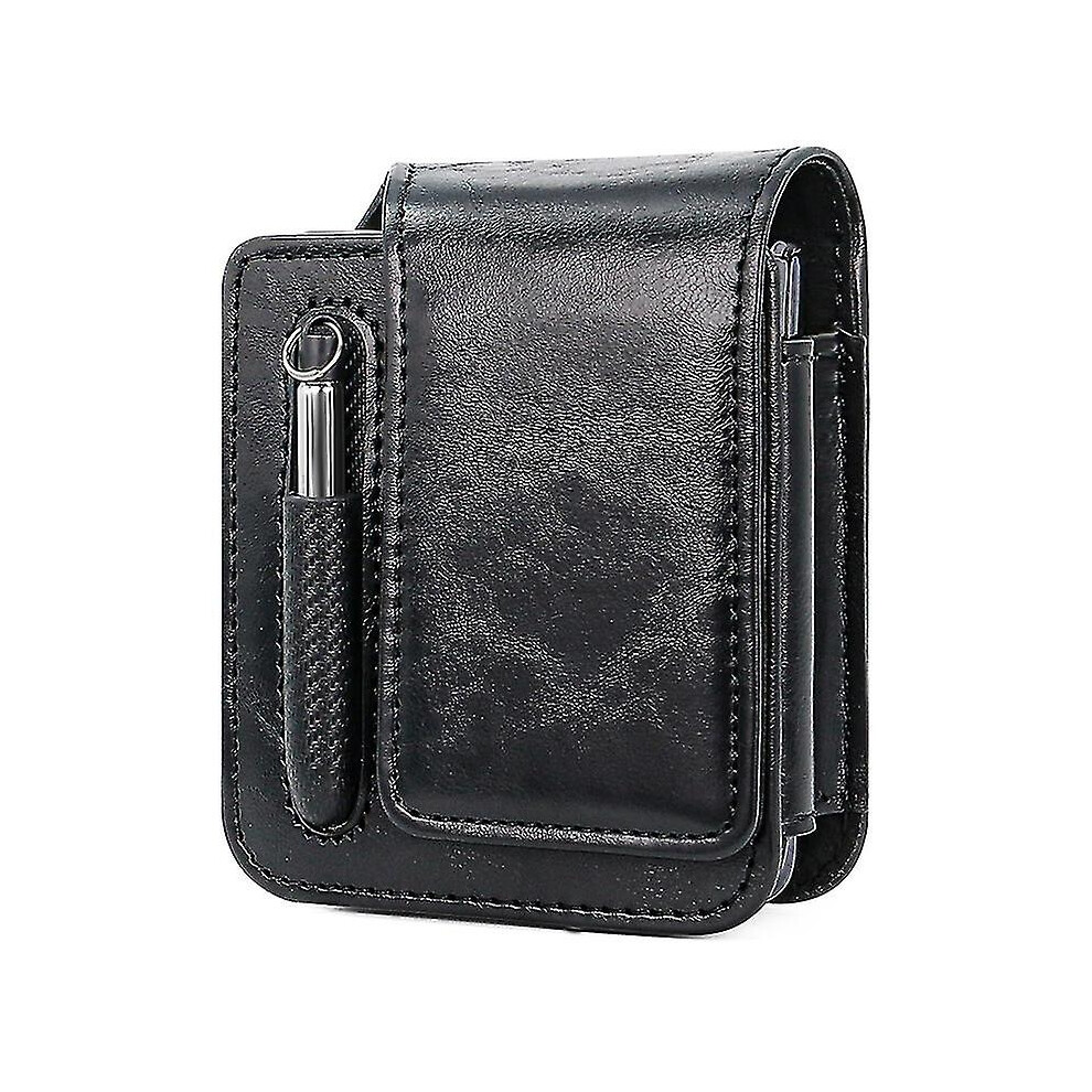 (Black) Flip Cell Phone Holster Belt Clip Case For Samsung Galaxy Z Flip 5/Z Flip 4/Z Flip 3/Motorola Razr Leather Belt Loop Pouch Black 8238749229105