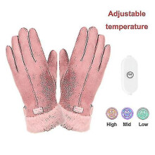 Ladies' Winter USB Heated Gloves - Ergonomic Deerskin, Coral Fleece Lining, Touchscreen Compatible, 2-Mode Temperature [xh]