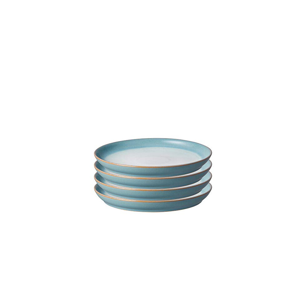 Denby 123048925 Azure Haze 4 Piece coupe Dinner Plate Set