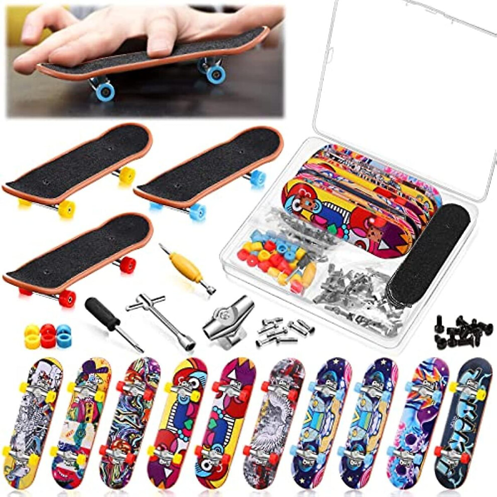 10 Pack Diy Fingerboard Kit With Box Mini Fingerboards Skateboards For Fingers Finger Board Making Kit Finger Skateboard Kit With Mini Wrench Screwdri