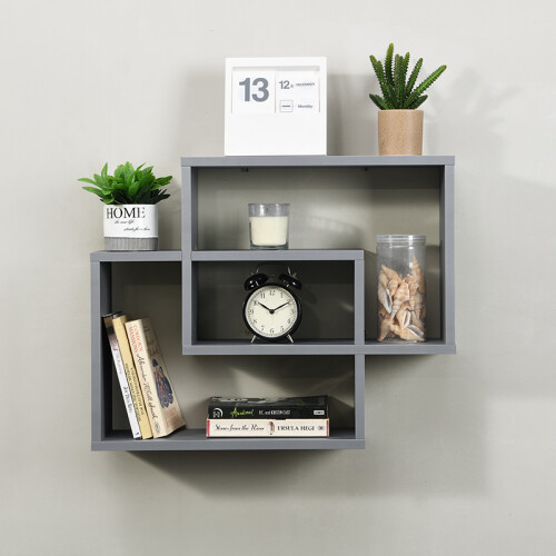Spot On Dealz Multi Compartment Display Wall Floating Shelf Wall Decoration Grey
