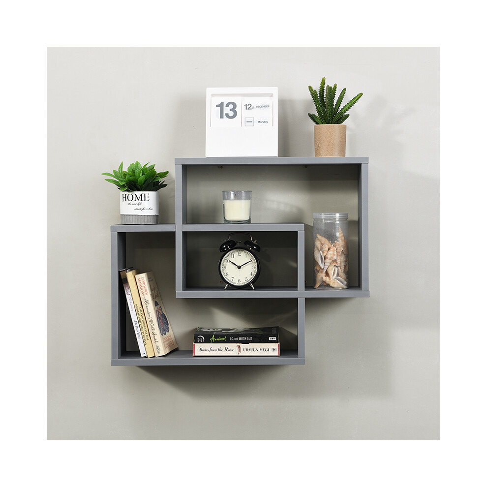 Multi Compartment Display Wall Floating Shelf Wall Decoration Grey