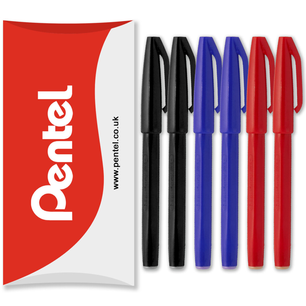 (Essentials) Pentel S520 Original Sign Pen Fibre Tip Fineliner Pens - Pack of 6 in Pillow Packaging