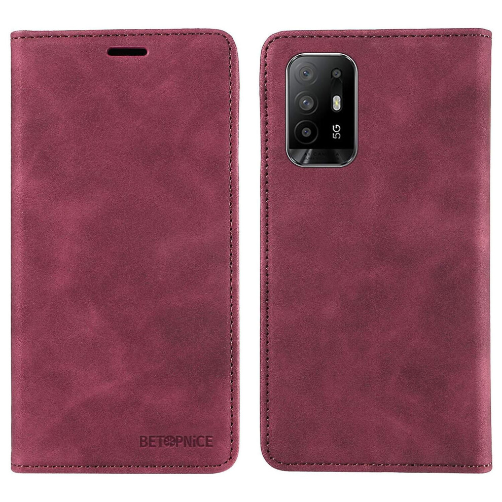 (Red) For Oppo A94 5G/Reno5 Z/F19 Pro 5G/A95 5G/Reno6 Z Flip Stand Leather Phone Case Wallet Cover Red 8238749240773