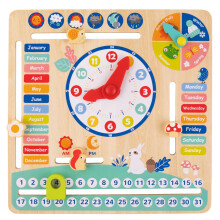 TOOKYLAND Montessori Lärande Träleksaker Barns Kalender Klocka Gåvor för Barn 3+