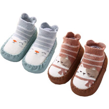 (C, 12CM) 2 Pairs Of Baby Socks Toddler Slippers Cotton Warm Shoes Soft Sole Non Slip