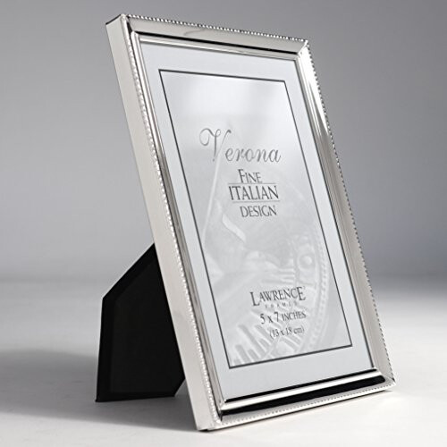 Lawrence Frames 11657 Polished Silver Plate 5x7 Picture Frame - Bead Border Design 1