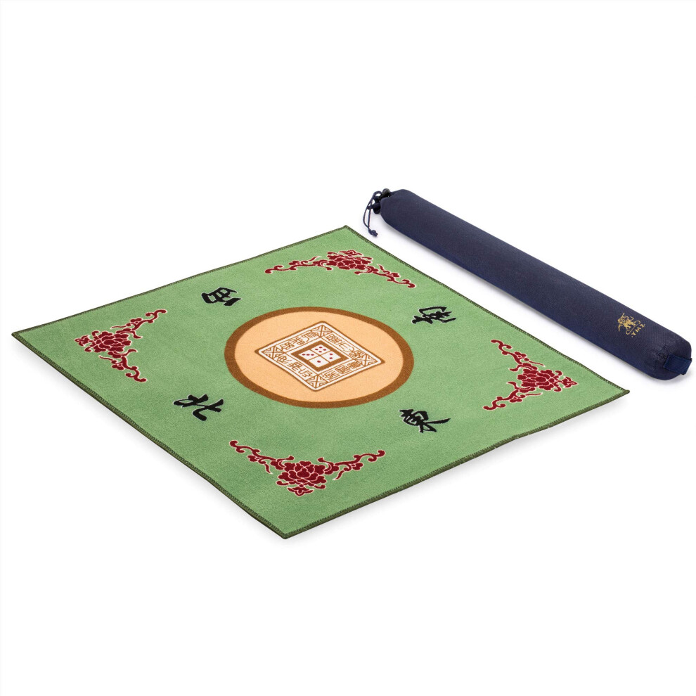 Yellow Mountain Imports Table Cover for Mahjong, Poker, Card Games, Board Games, Tile Games, and Dominoes - Green, 31.1 Inches