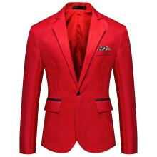 Mens Business Casual One Button Notched Lapel Solid Color Suit Jacket