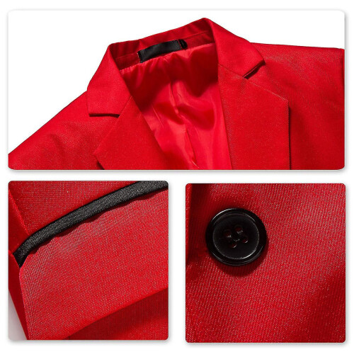 Mens Business Casual One Button Notched Lapel Solid Color Suit Jacket 1